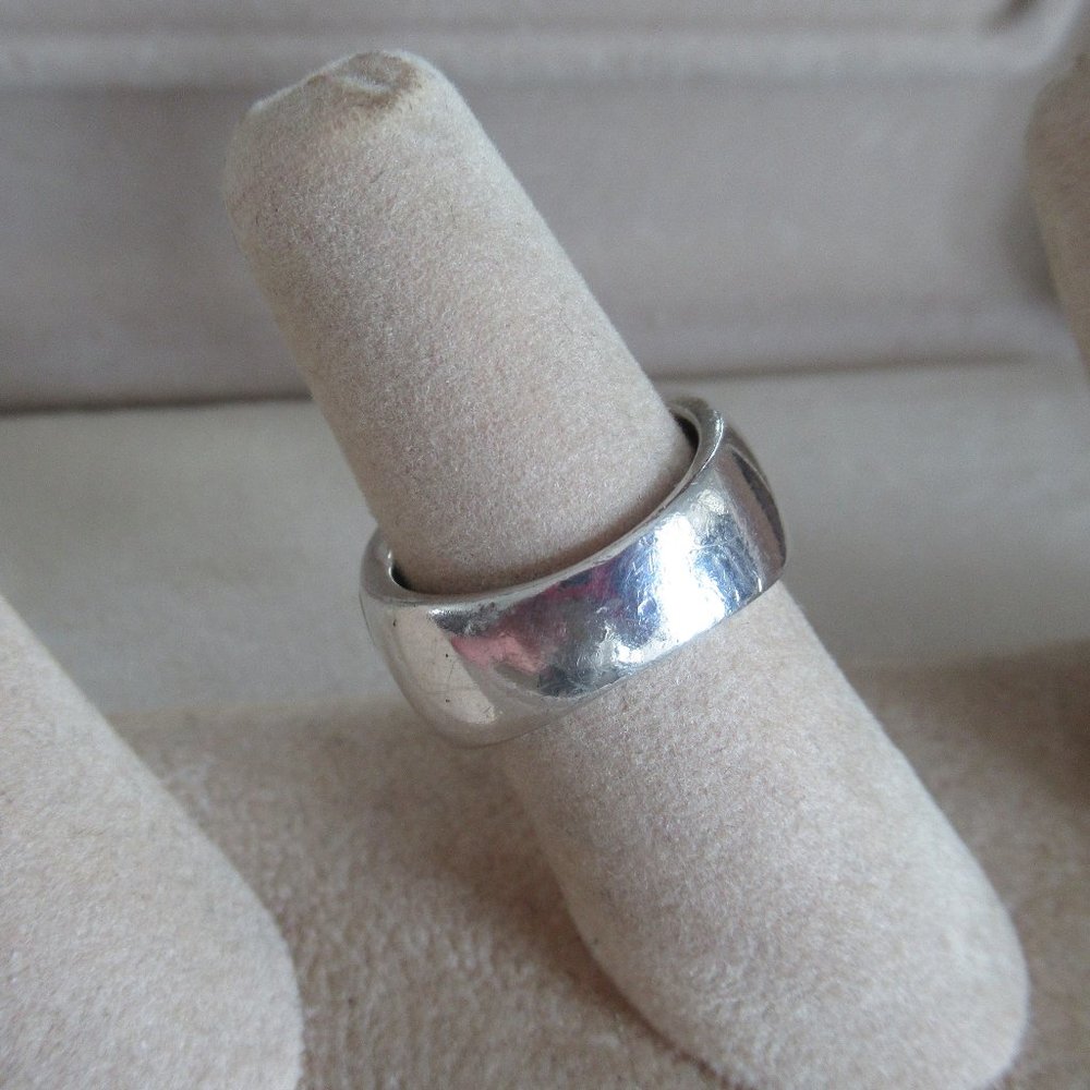 Estate Larimar Cubic Zirconia Sterling Statement Silver Ring size 6 - Picture 5 of 10